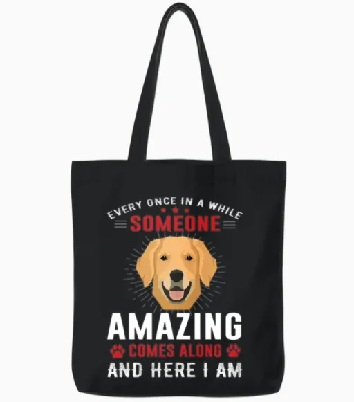 Golden Retriever Tote Bags in Black