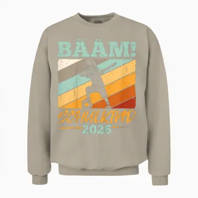 Kinder Bääm Schulkind 2026 Grundschule Schulkind Schule Einschulung Unisex Sweatshirt - Sand