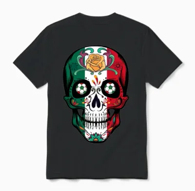 Soccer Skull Mexico Fan Unisex T-Shirt - Black