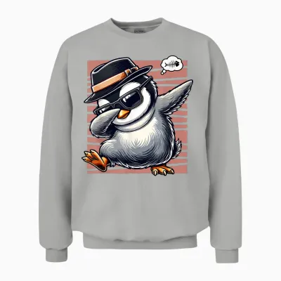 Penguin Dab Dabbing Funny Funny Penguin Theme T-Shirt, Black, S Unisex Sweatshirt - Ash