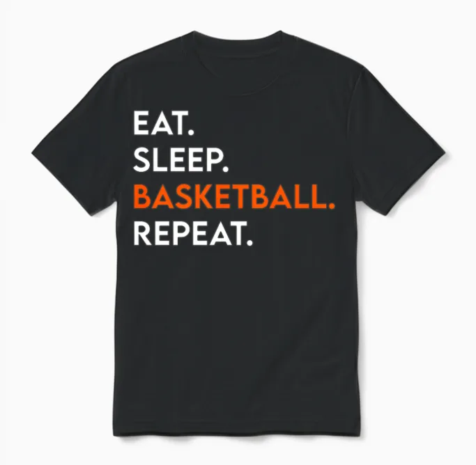 Eat Sleep Basketball Repeat Unisex T-Shirt in Black