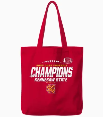 Kennesaw State Owls C-Usa Champs 2025 Football Locker Room Tote Bags - Red