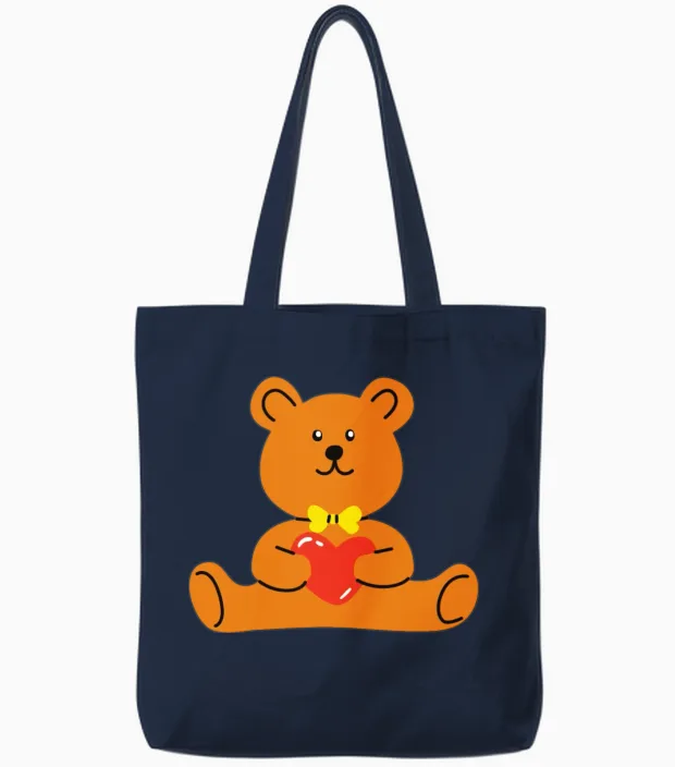 Teddy Bear Lover Wildlife Tote Bags in Navy