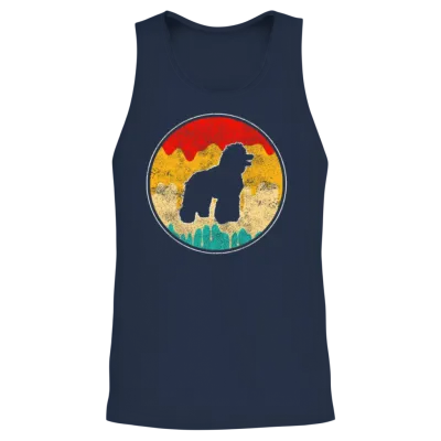 Poodle Retro Unisex Tank Top - Navy