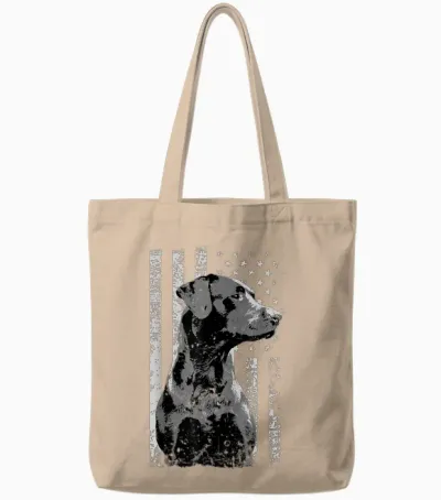 Patriotic Usa Flag Black Labrador Gift for Lab Owners Short Sleeve Tote Bags - Natural