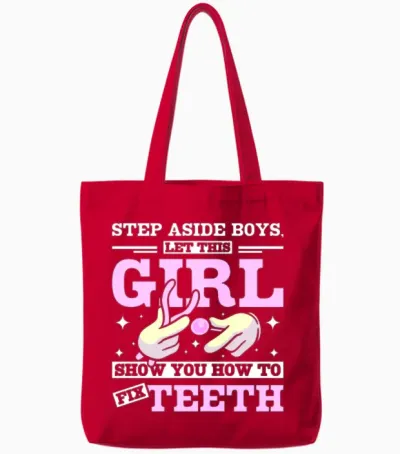 Let This Girl Show You How to Fix Teeth Tote Bags - Red