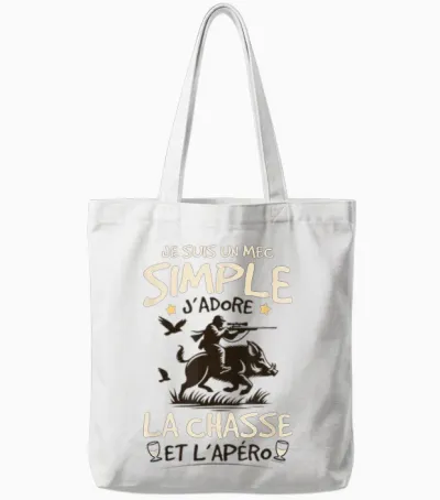 Simple Guy J'adore La Chasse Et L'apéro Humour Hunter Tote Bags - White