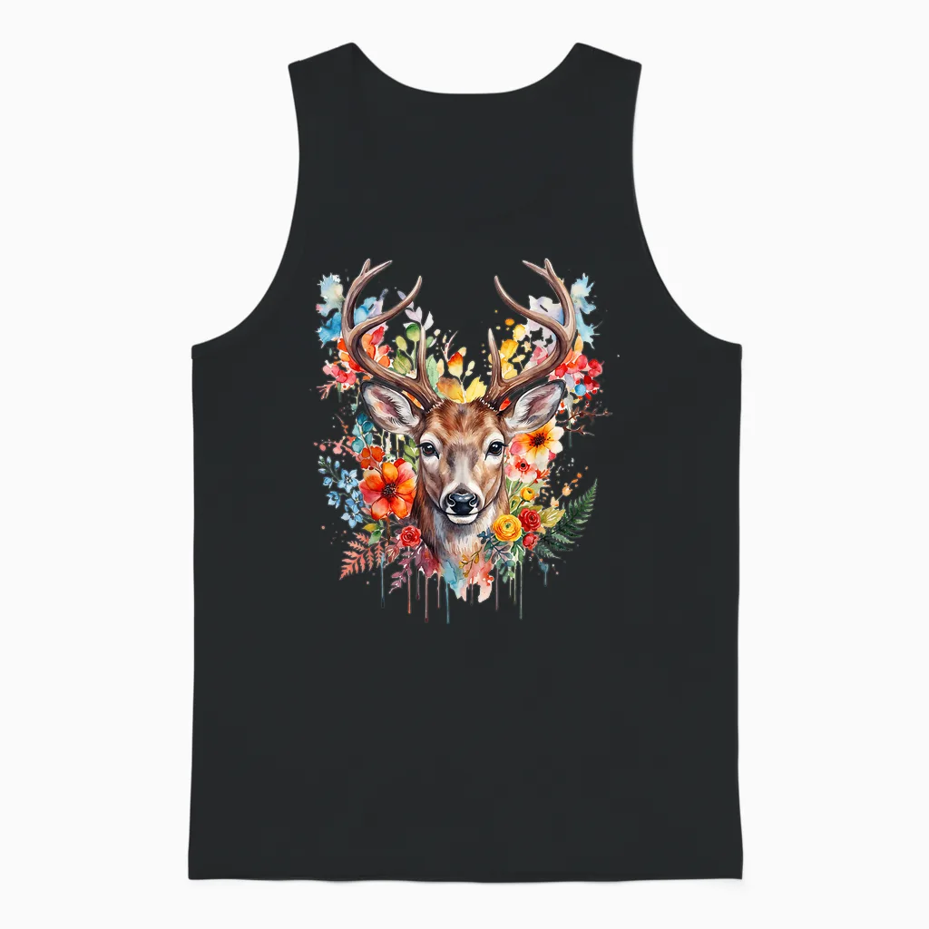 Trachtenshirt Damen Trachten T-Shirt Damen Outfit Hirsch Unisex Tank Top in Black