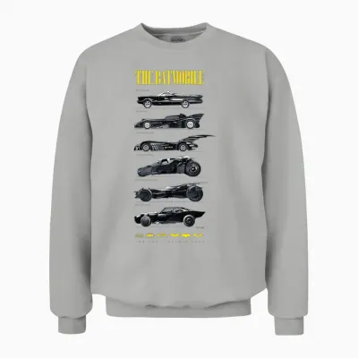Batman 85th Anniversary Batmobile on Dark Unisex Sweatshirt - Ash