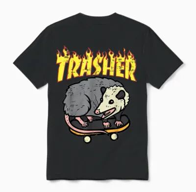Opossum Skateboard Trasher Funny Possum Skater Men Boys Unisex T-Shirt - Black