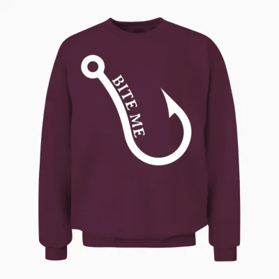 Bite Me Fish Hook for Fisher with a Fishing Hook Unisex Sweatshirt - Maroon