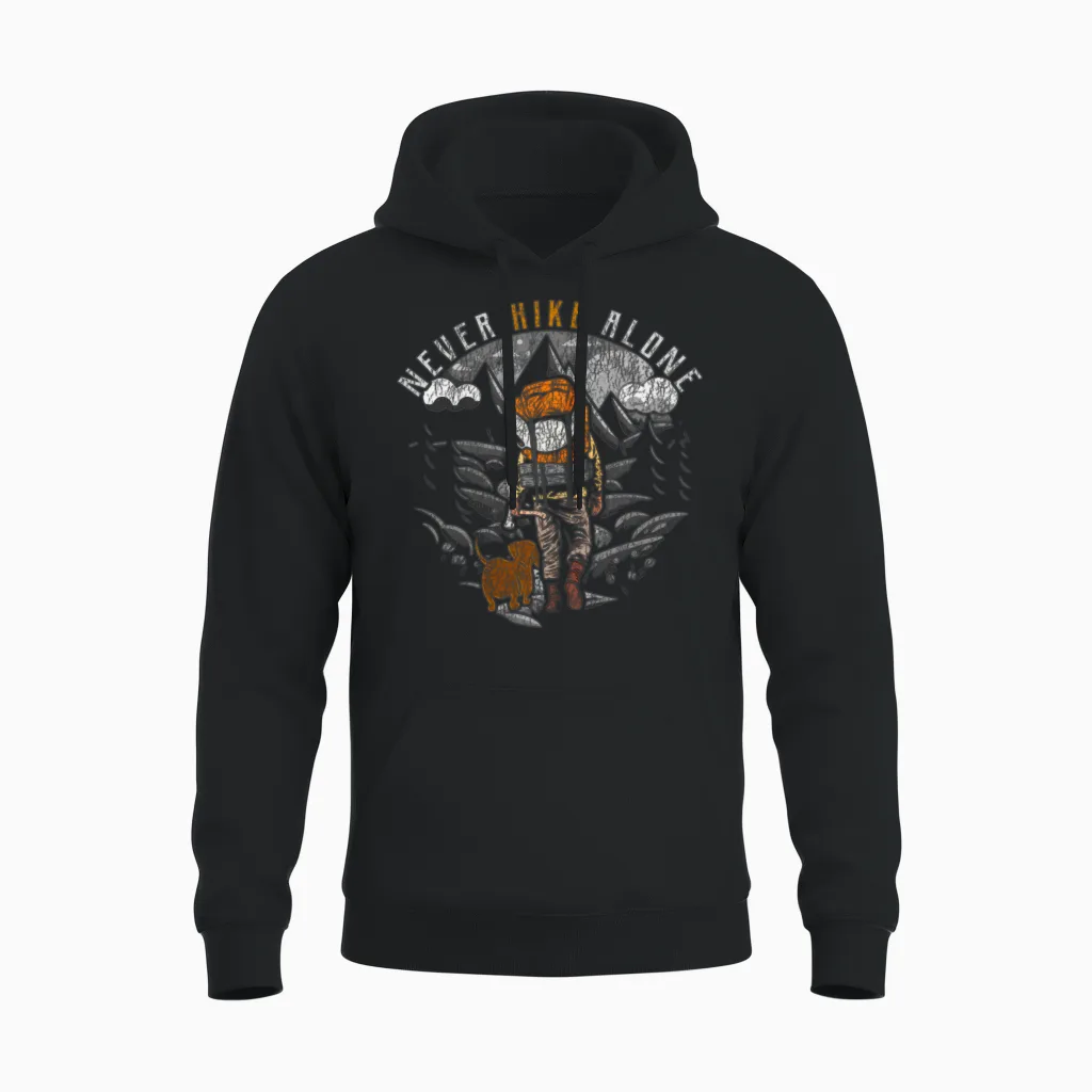 Hiking - Never Hike Alone & Outdoors Unisex Hoodie in Black