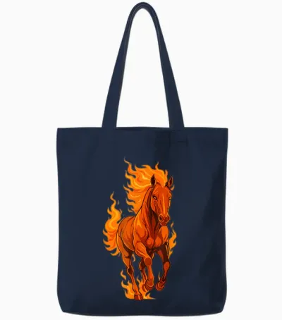 Fire Horse Chinese New Year 2026 Moon Star Sign Festival Tote Bags - Navy