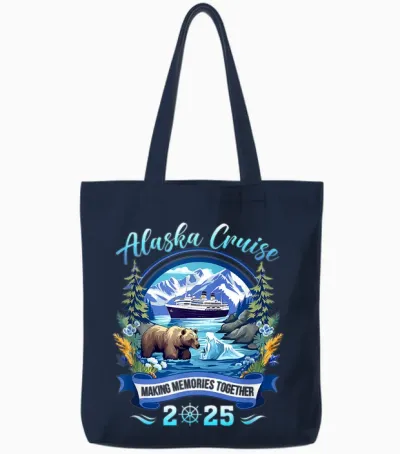 Matching Family Friends and Group Alaskan Alaska Cruise 2025 Tote Bags - Navy