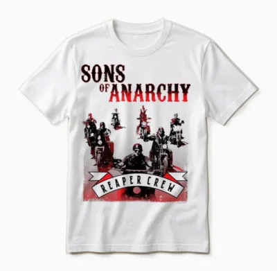 Sons of Anarchy Black and Red Unisex T-Shirt - White