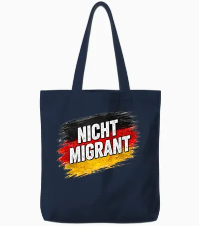 Nicht Migrant Deutschland Flagge Statement Tote Bags - Navy