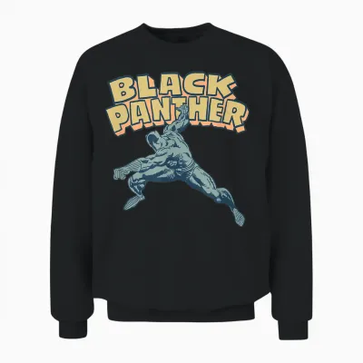 Amazon Essentials Men's Marvel Black Panther Comic Pose T-Shirt, Black, Small Unisex Sweatshirt - Black