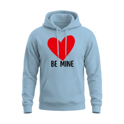 Be Mine Heart Graphic Unisex Hoodie - Light Blue