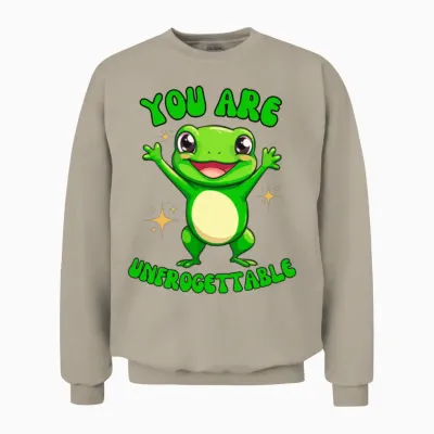 You Are Unfrogettable Cute Frog Unisex Sweatshirt - Sand