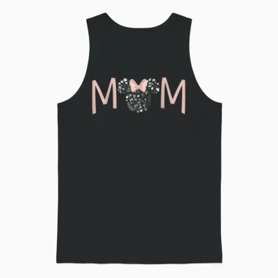 Disney Minnie Mouse Spring Florals Mom T-Shirt, Black Unisex Tank Top - Black