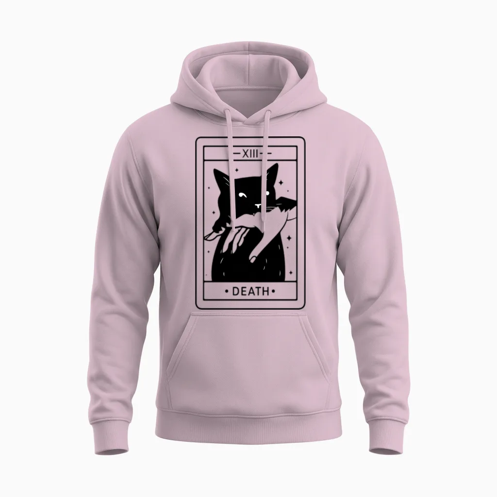 Tarot Card Black Cat Bite - Lovers Unisex Hoodie in Light Pink