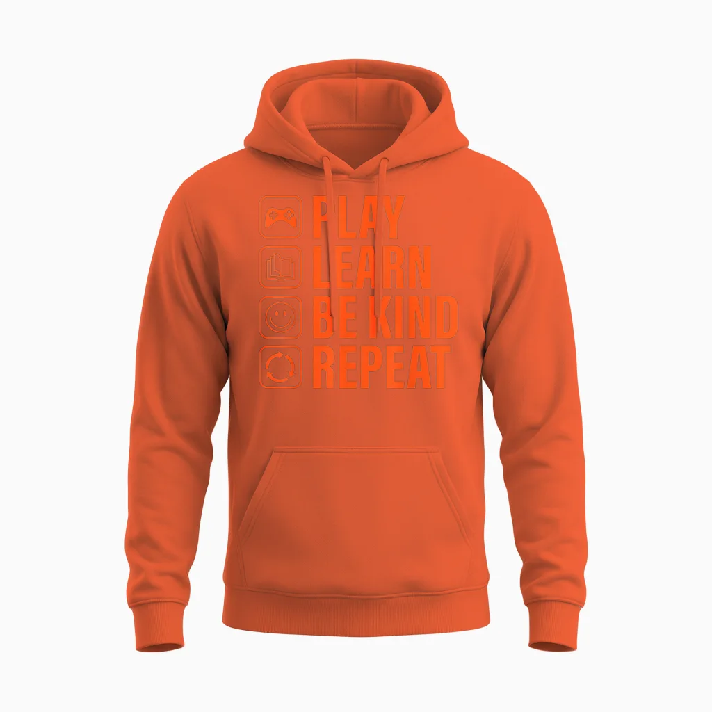 Play Learn Be Kind Repeat Unity Day Orange Kindness Kids Boy Unisex Hoodie in Orange