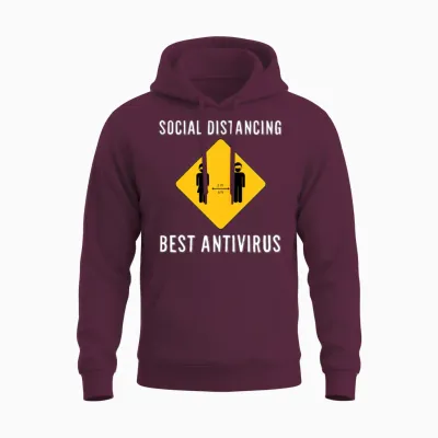 Funny Social Distancing Unisex Hoodie - Maroon