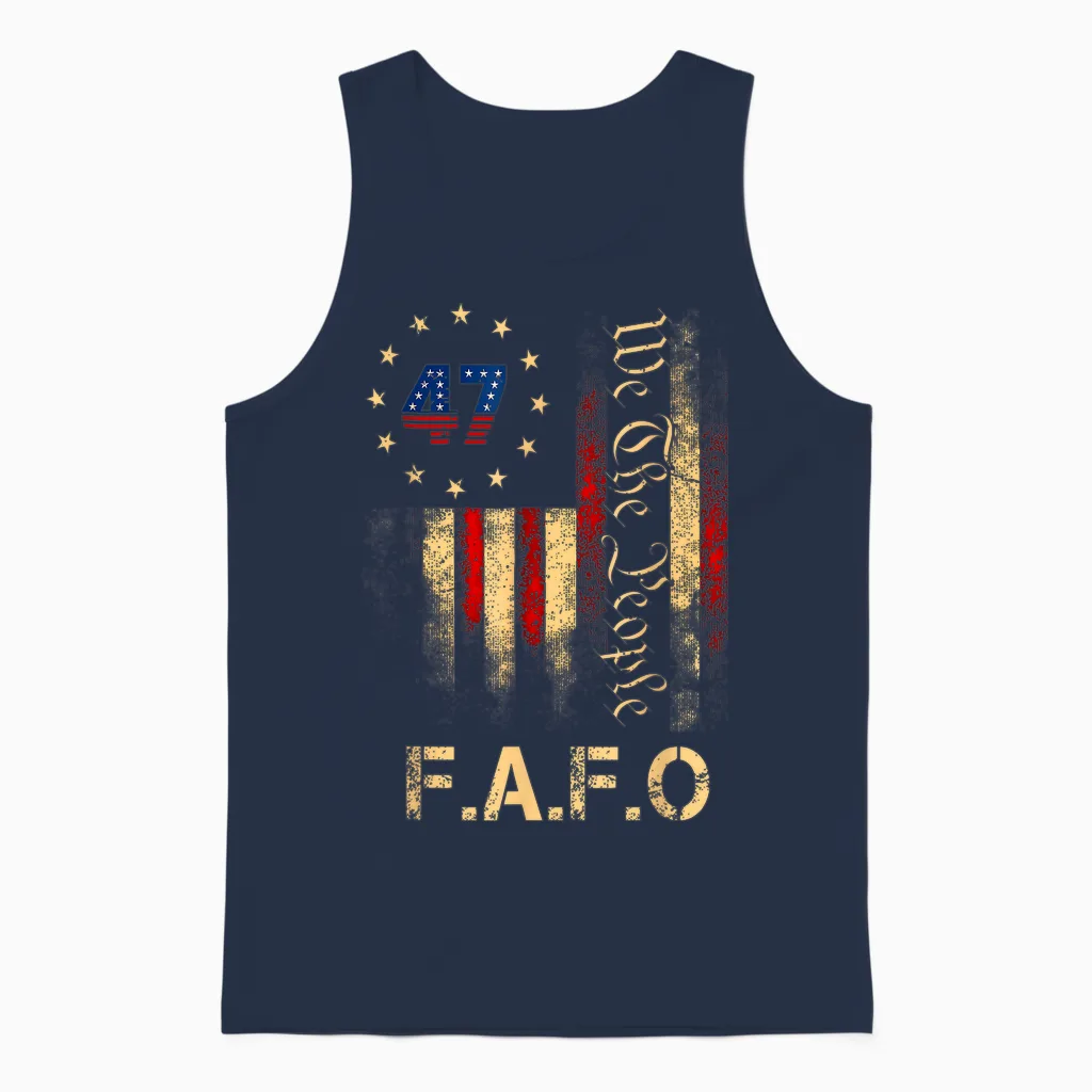 Funny Fafo Trump Shirt President 47 Trump Fafo American Unisex Tank Top in Navy