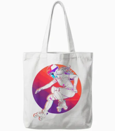 Graphic 90s Roller Skating Girl for Girls Tote Bags - White