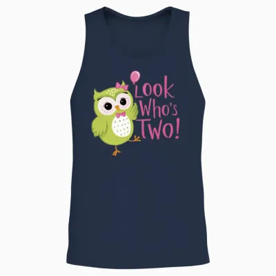 Cute Owl Look Who Is Turning 2 | 2nd Birthday Unisex Tank Top - Navy