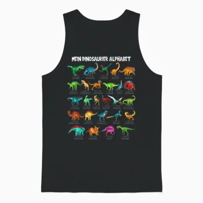 Dinosaur Types Alphabet A-Z Dino Abc T-Rex Dinosaur T-Shirt, Black Unisex Tank Top - Black
