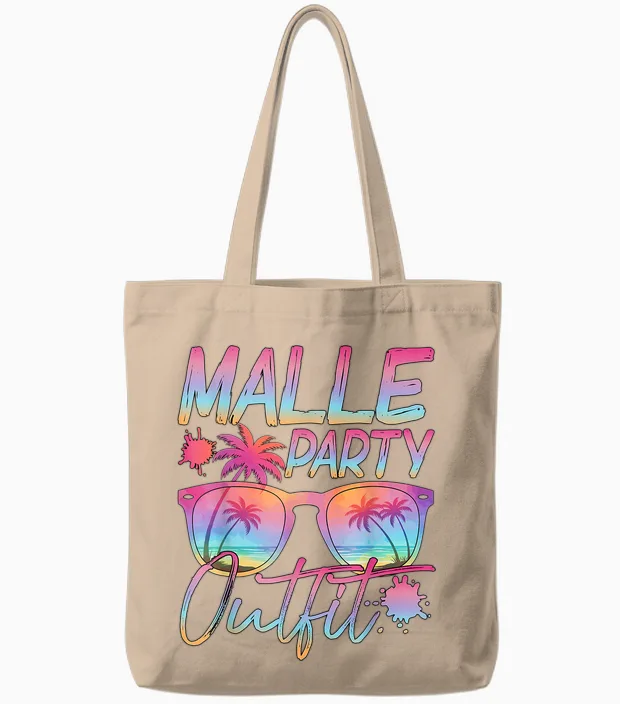 Malle Party Crew Groups Motif Mallorca Party Outfit Tote Bags in Natural