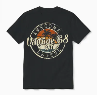 Vintage 1968 58yr 58th Birthday Gifts for Men 58 Years Old Unisex T-Shirt - Black