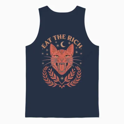 Tax the Rich Eat the Rich Unisex Tank Top - Navy