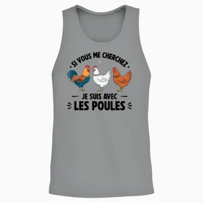 Si Vous Cherchez Me Je Suis Avec Les Poules Funny Farmer Unisex Tank Top - Sport Grey