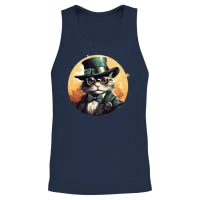 Retro Cat — Lovers Gift Unisex Tank Top - Navy – 2