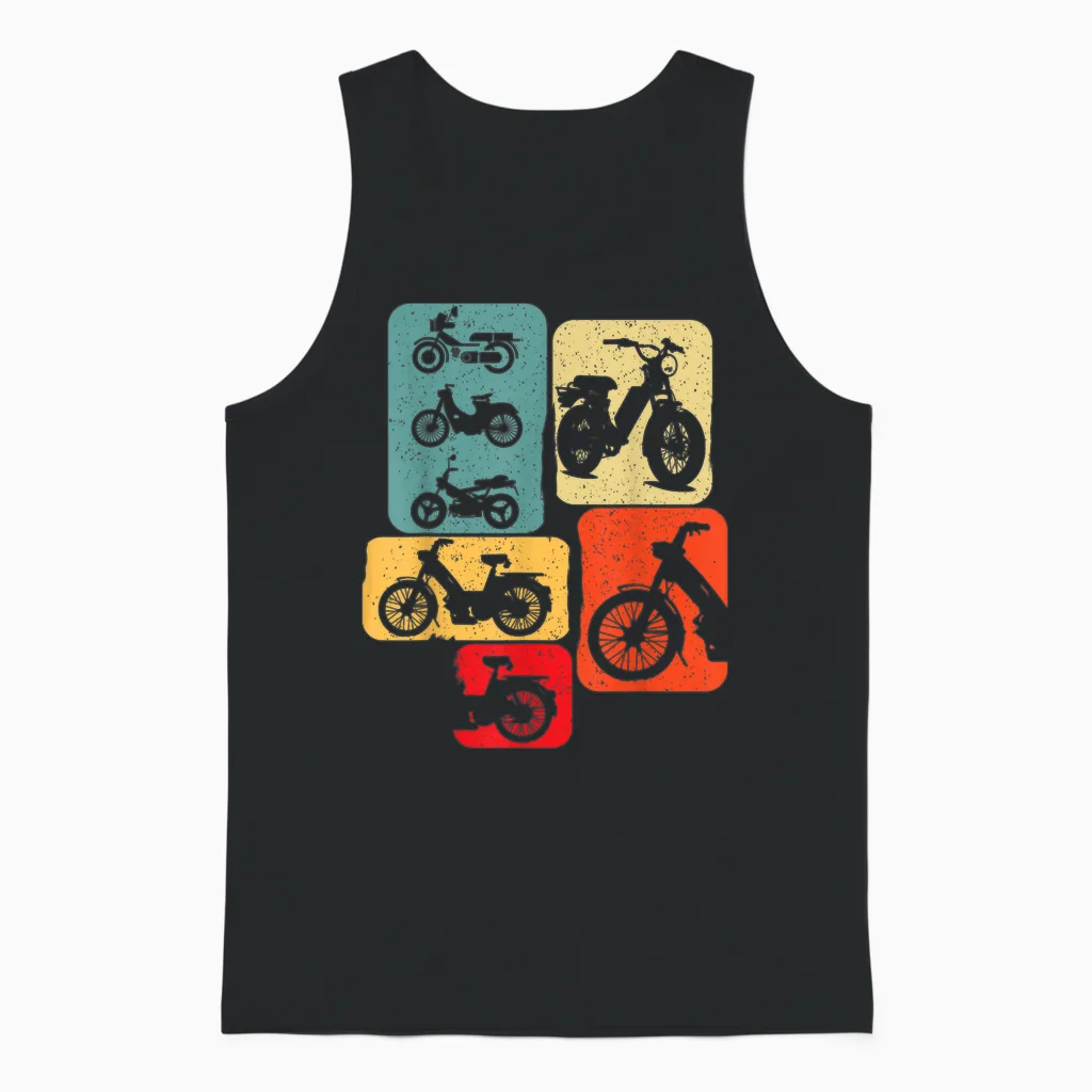 Moped Mob Mobeur Mopeds Boy Man Ritro Unisex Tank Top in Black