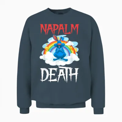 Napalm Tod Rainbow Bunny Rosa Napalm Death Hase Unisex Sweatshirt - Dark Heather