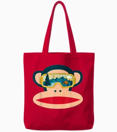 Paul Frank Julius the Monkey in Nature Brille Tote Bags - Red