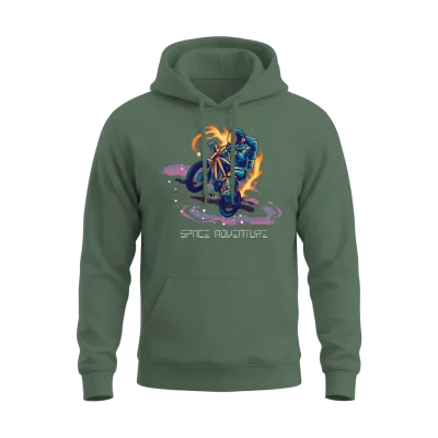 Astronaut Adventure Bike Cool Design Unisex Hoodie - Military Green