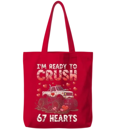 I'm Ready to Crush 67 Hearts Monster Truck Tote Bags - Red