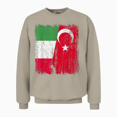 Italien Türkei Halbflagge Türkei Italienisch Türkisch Erbe Unisex Sweatshirt - Sand