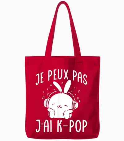 Korean Je Peux Pas J'ai K-Pop Korea Musik Tote Bags - Red