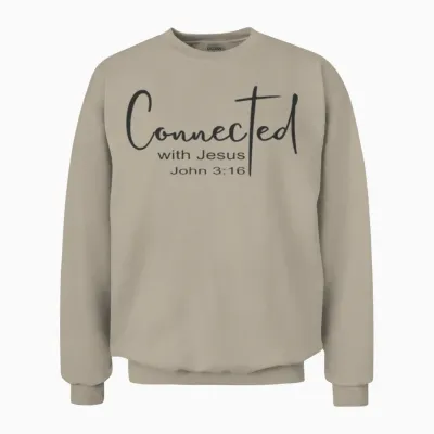 Christian Design Connected with Jesus John 3:16 Unisex Sweatshirt - Sand