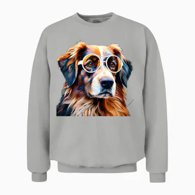 Dog with Eyeglasses Unisex Sweatshirt - Ash
