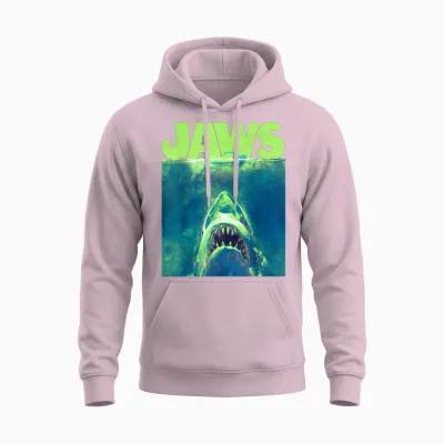 Jaws Surfacing Neon Poster Logo Unisex Hoodie - Light Pink