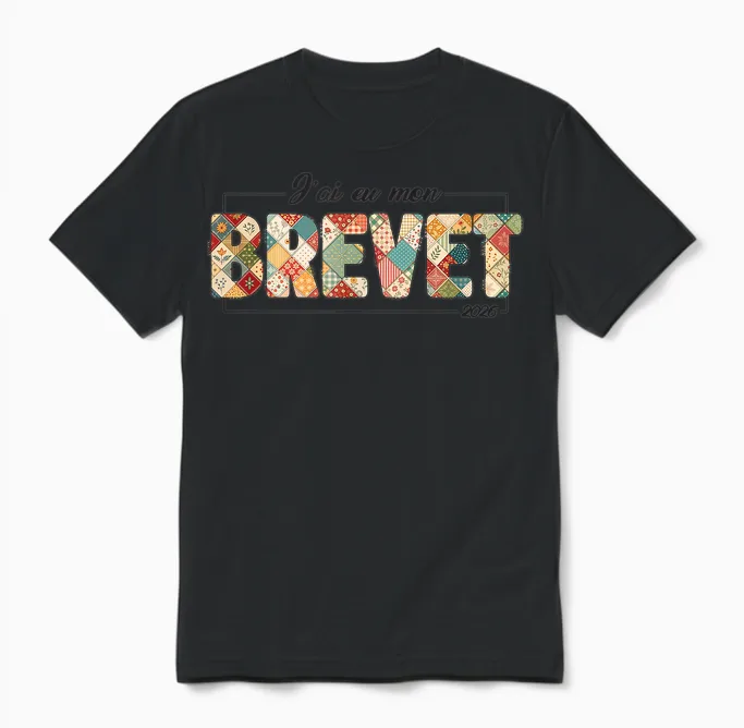 Brevet Des Collèges 2026 Bep Patchwork Quilt Humour Unisex T-Shirt in Black