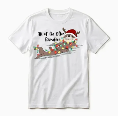 Funny Christmas Otter Unisex T-Shirt - White