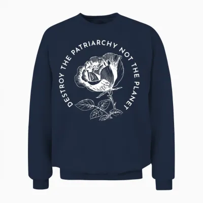 Retro Destroy the Patriarchy Not the Planet Unisex Sweatshirt - Navy