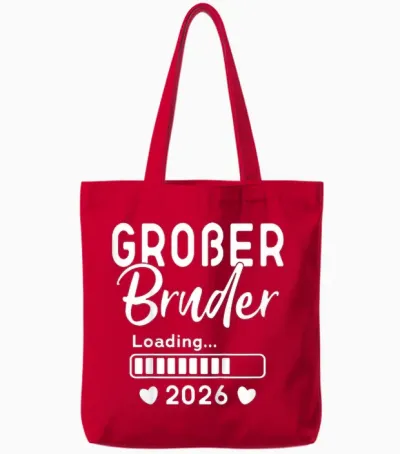 Children's Big Brother Loaded 2026 Ich Werde Großer Bruder 2026 T-Shirt, Black Tote Bags - Red